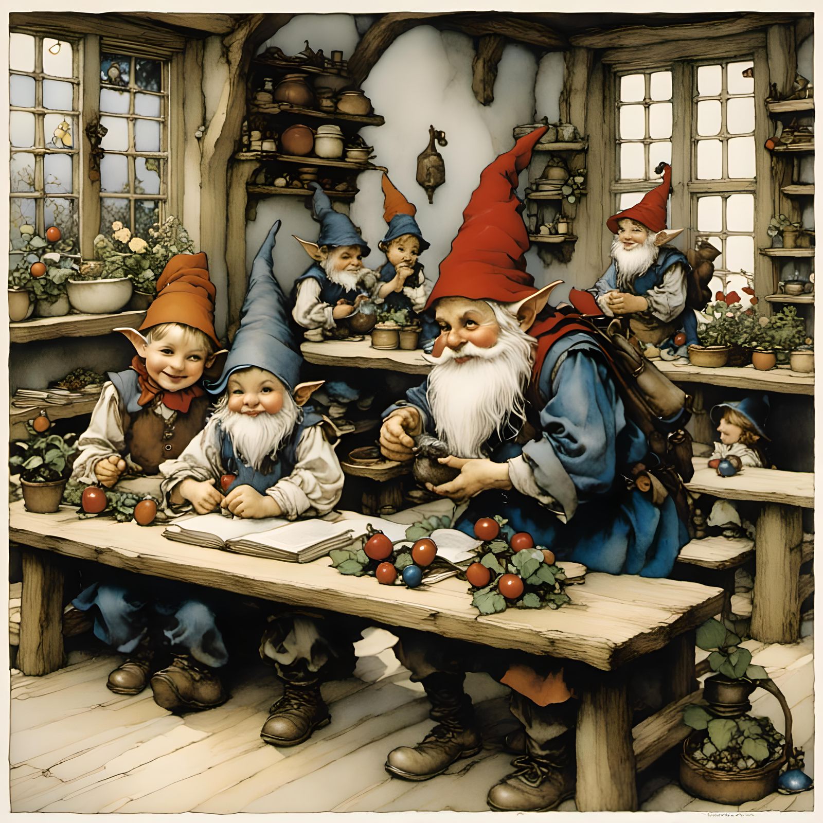 <lora:OutsideGnomes:1.0> gnome classroom