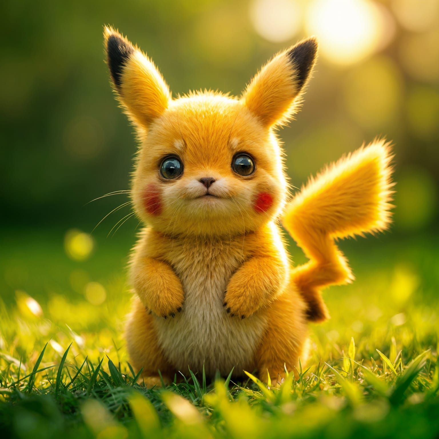 Hyperrealistic Pikachu on Green Grass