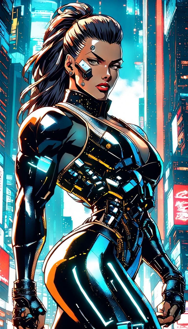 Anime Cyberpunk Warrior Portrait in 8K Resolution