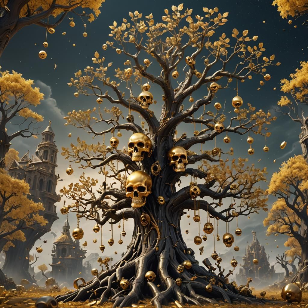 Golden Tree of Skulls: Detailed Matte Painting