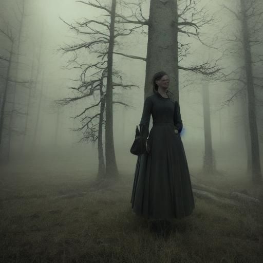 Emily Brontë on Windswept Moor in Dark Romanticism