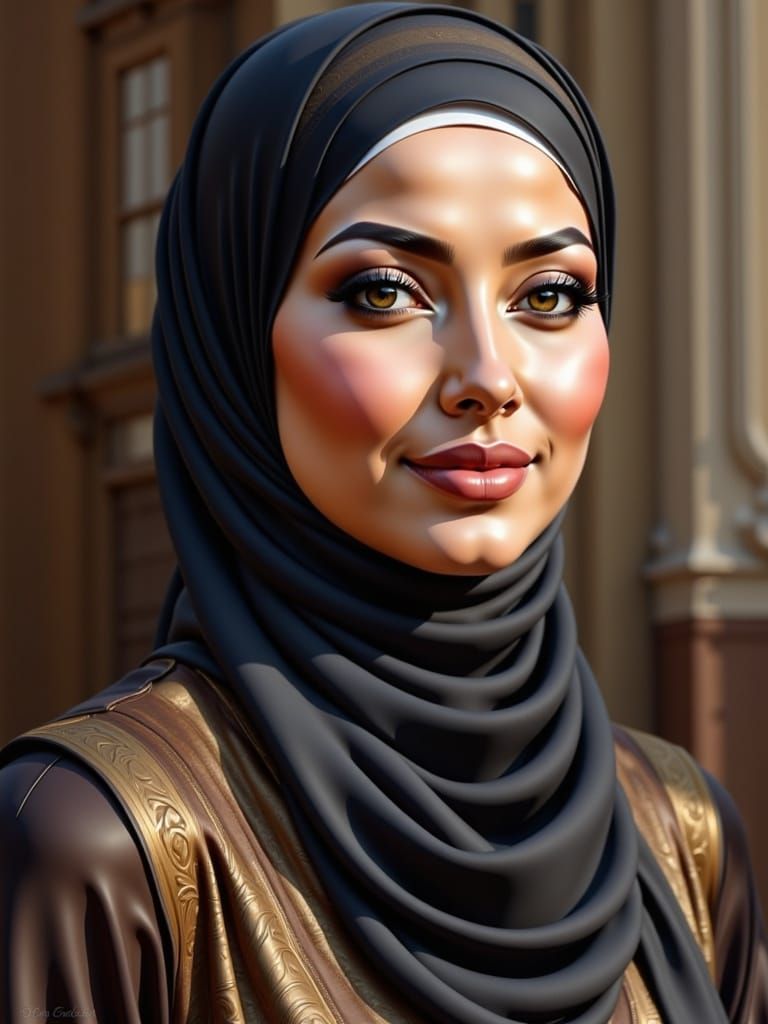 German Woman in Modest Hijab with Floral Accents