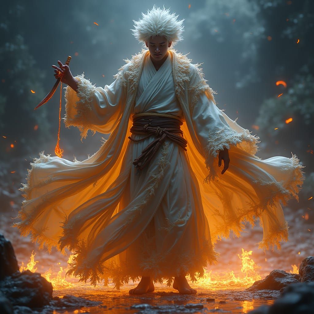 Ethereal Figure with Mystical Knife, in Sci-Fi Style