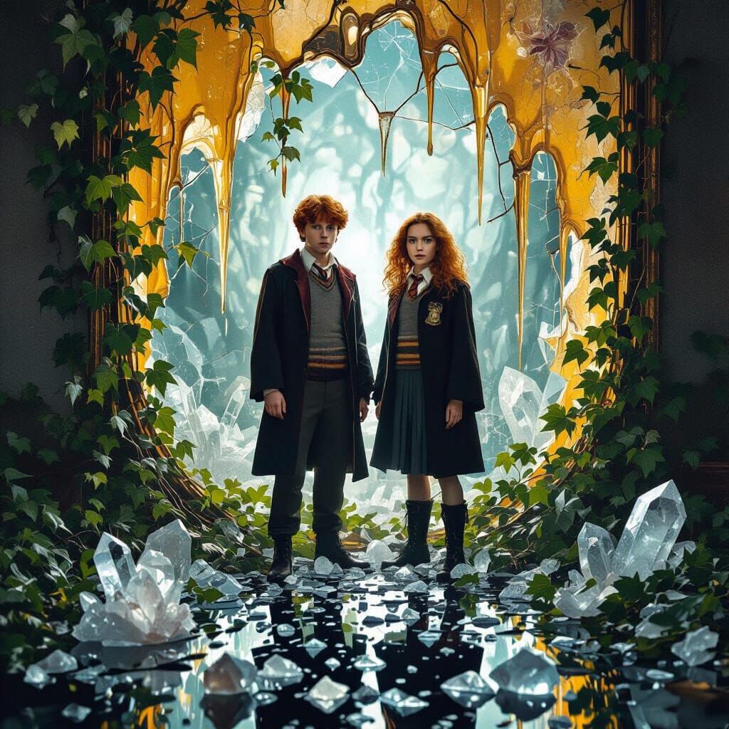 Ronald and Hermione in a Shattered Surreal Landscape