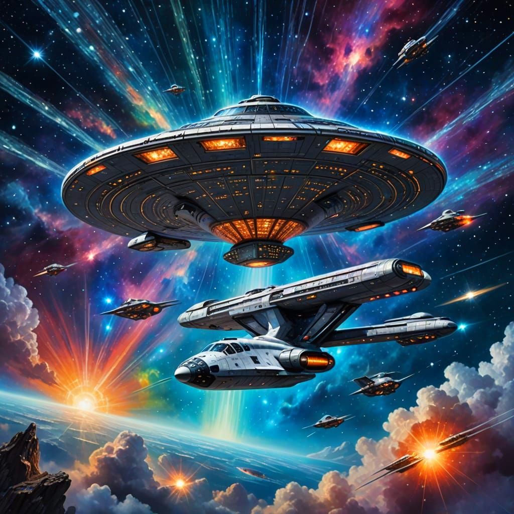 Starship Enterprise at Warp Speed: Kinkade Style