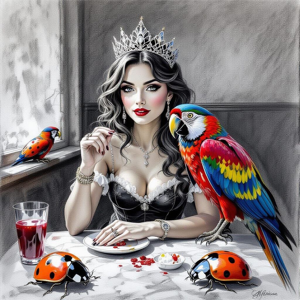 Horror Butcher Queen and Eagles Cutting Bullskulls in Cafe