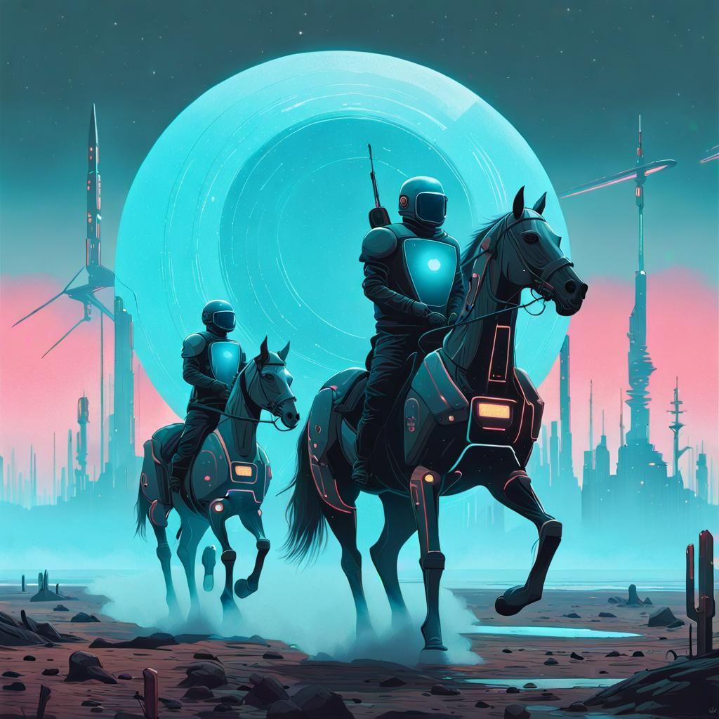 Knights Ride Between Planets in Cyberpunk Space