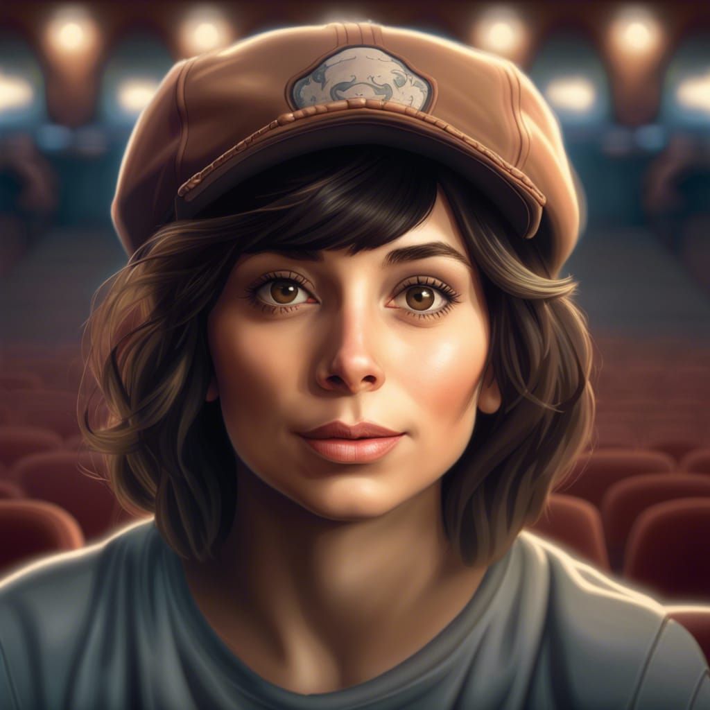 Young Woman in Rocky Tee: Hyperdetailed Digital Portrait