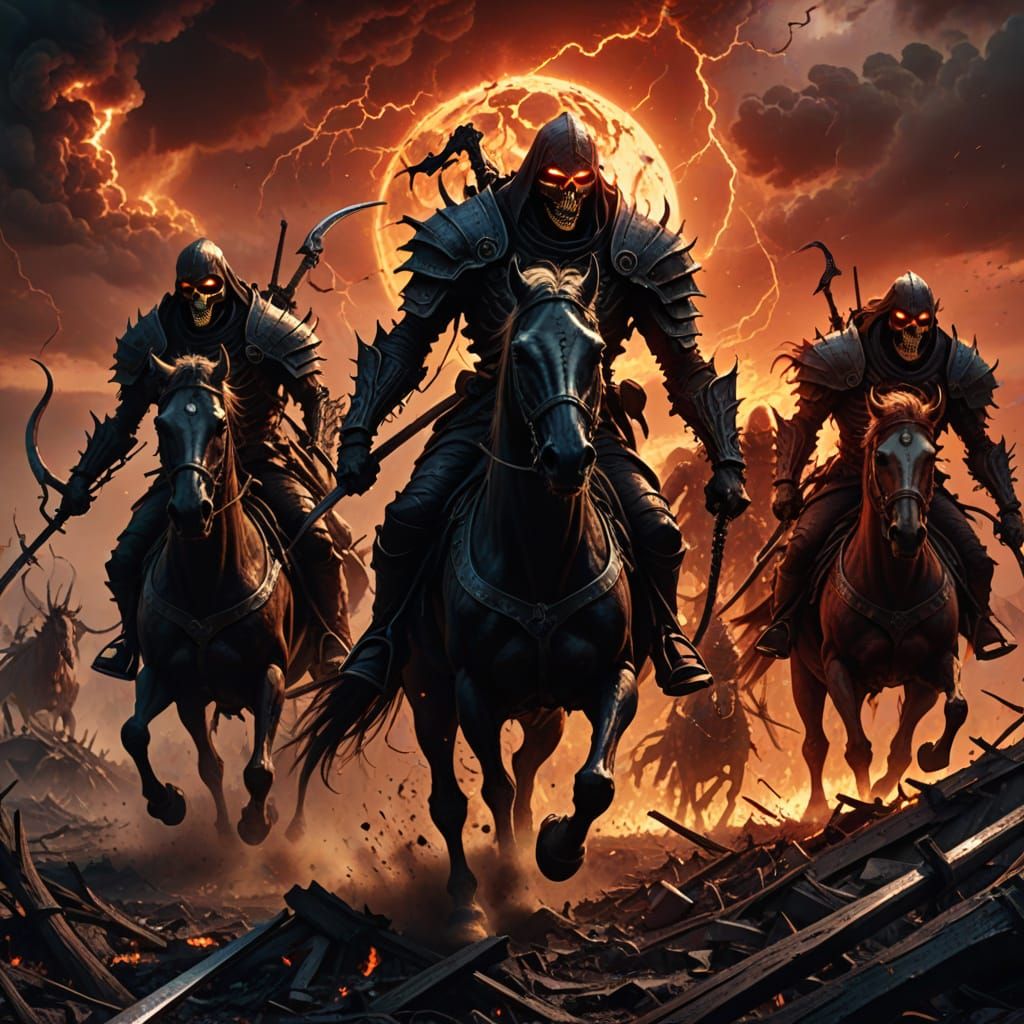 Four Horsemen of Apocalypse Ride in Cinematic Dark Fantasy