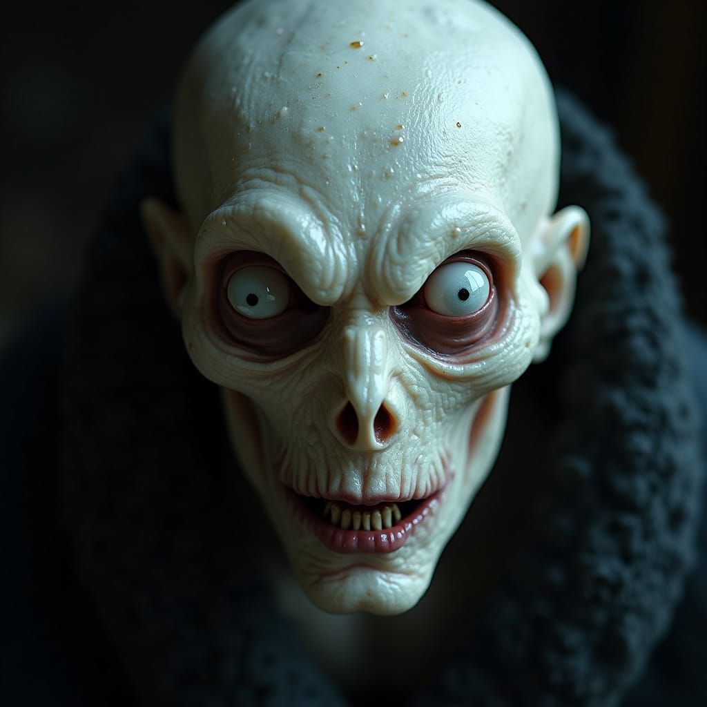 Albino Underworld Creature: Hyper-Realistic Close-Up