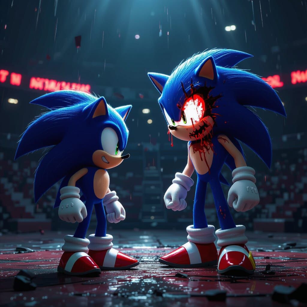 Sonic vs Corrupted Sonic in Dark Arena