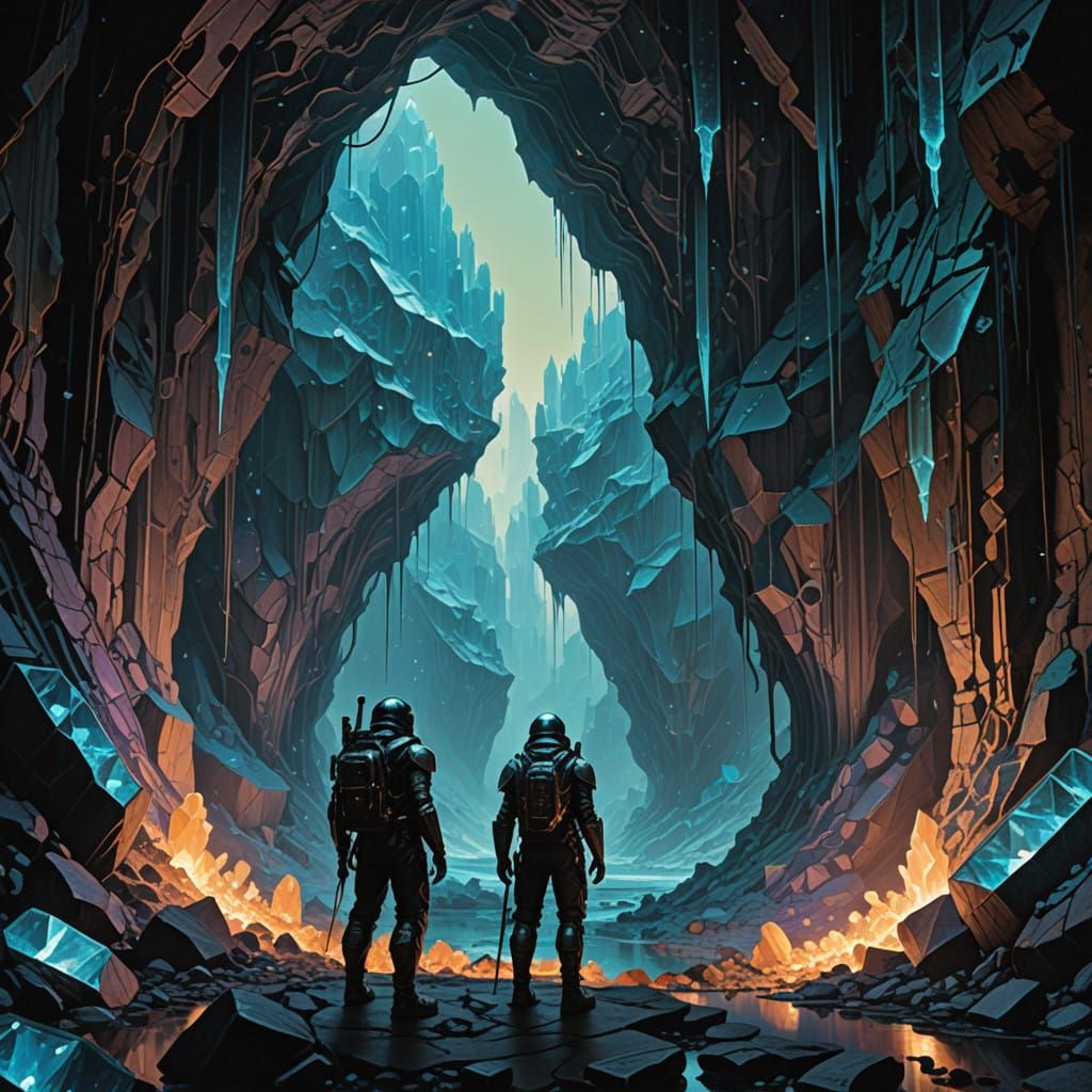 Mystical Crystal Cavern in Ethereal Light