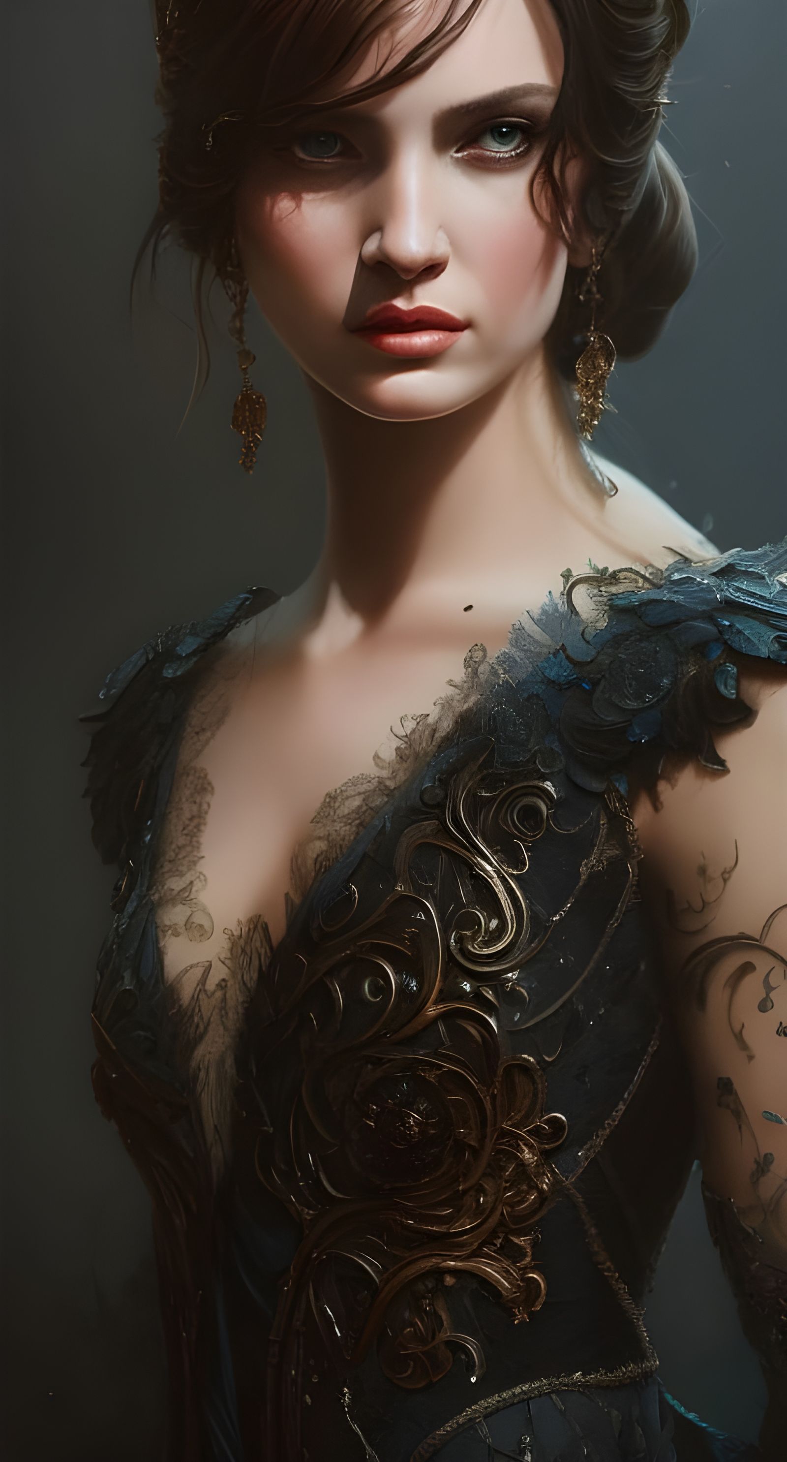 Hyperrealistic Princess Belle Portrait with Dramatic Lightin...