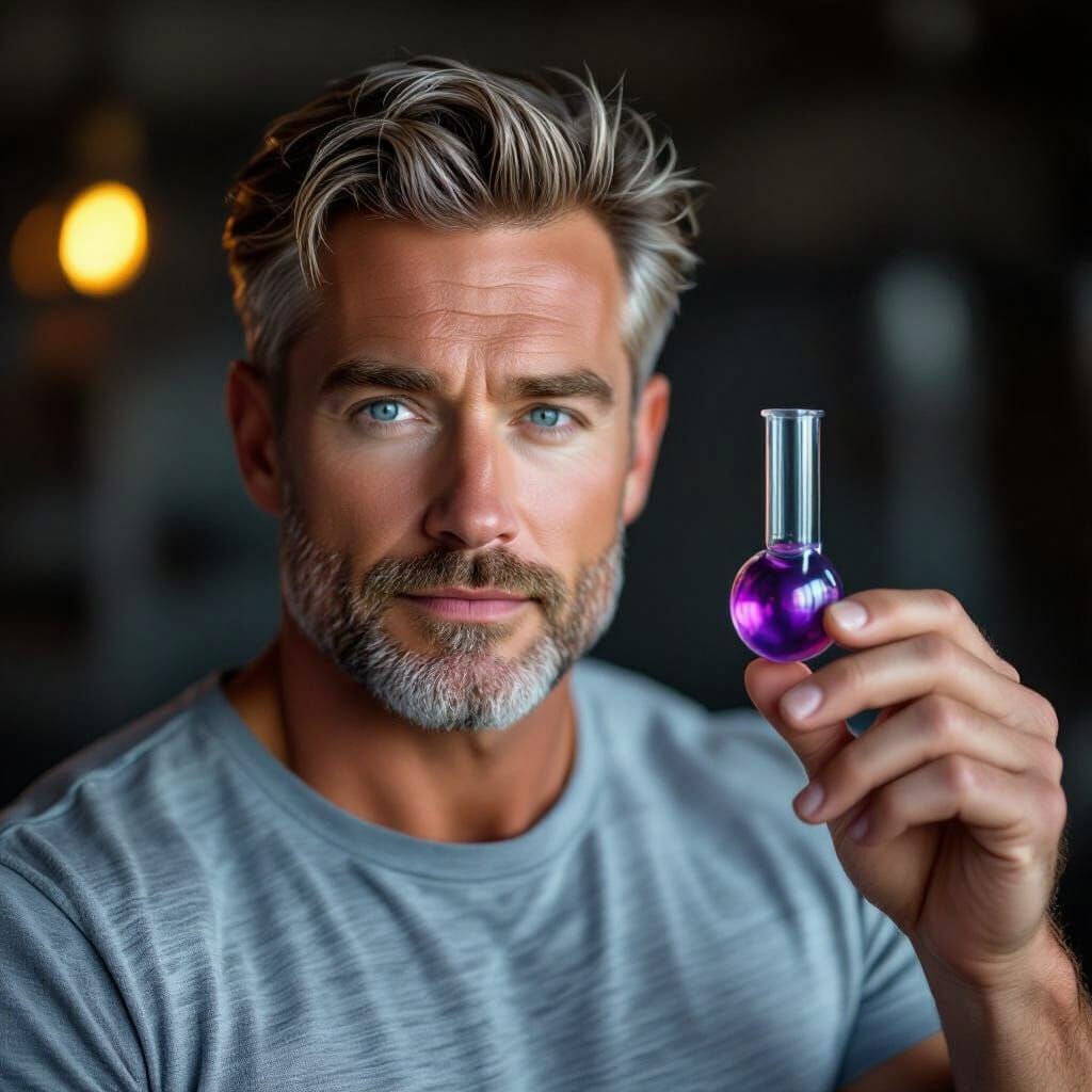 Man with Purple Orb: Professional Photography Style