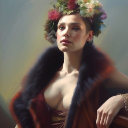 Countess in Fur Coat: Hyperdetailed Portrait