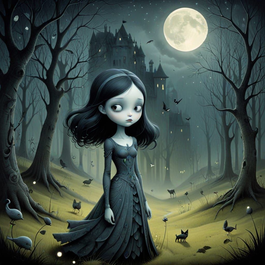 Eerie Night Creature with Empty Eyes