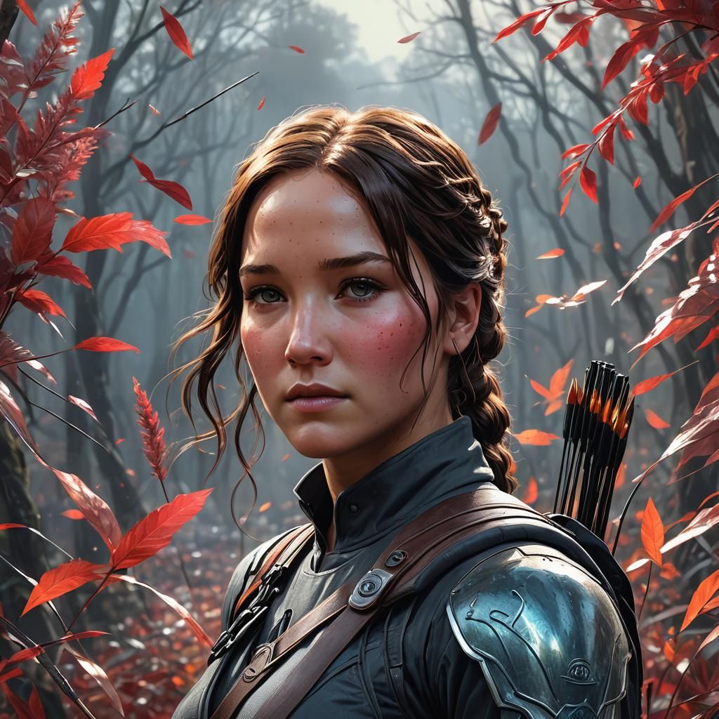 Katniss Everdeen Portrait in Art Nouveau Style