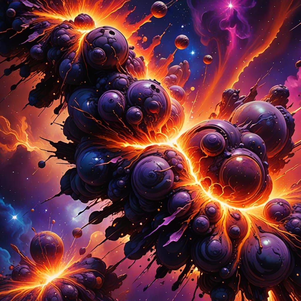 Exploding Red Planet in Surrealist Oil Painting