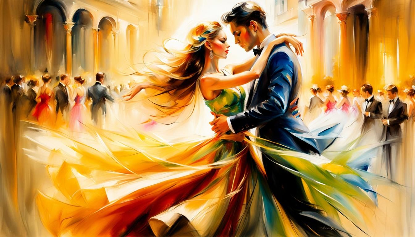 Lovers Dancing: Eerie Painting in Anna Razumovskaya Style