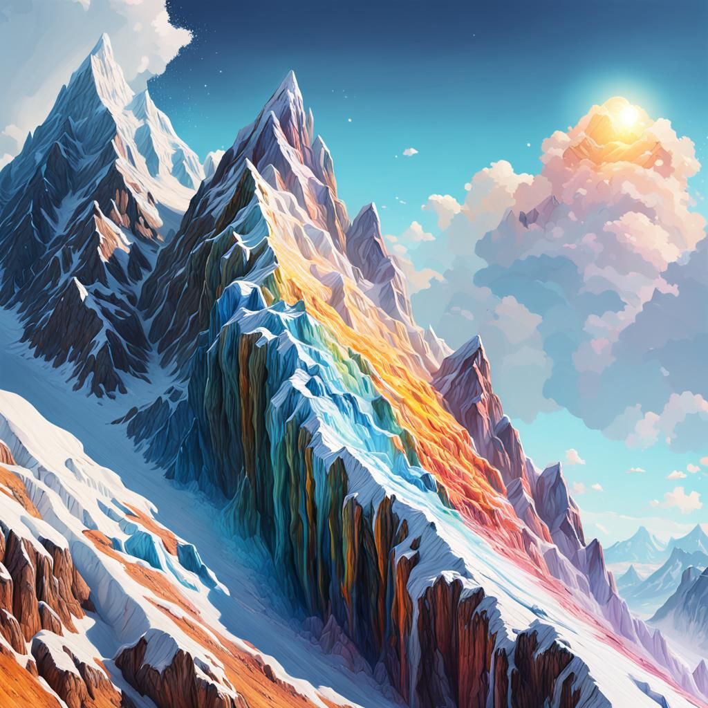 Upside Down Mountain Range in Hyperrealistic Splash Art