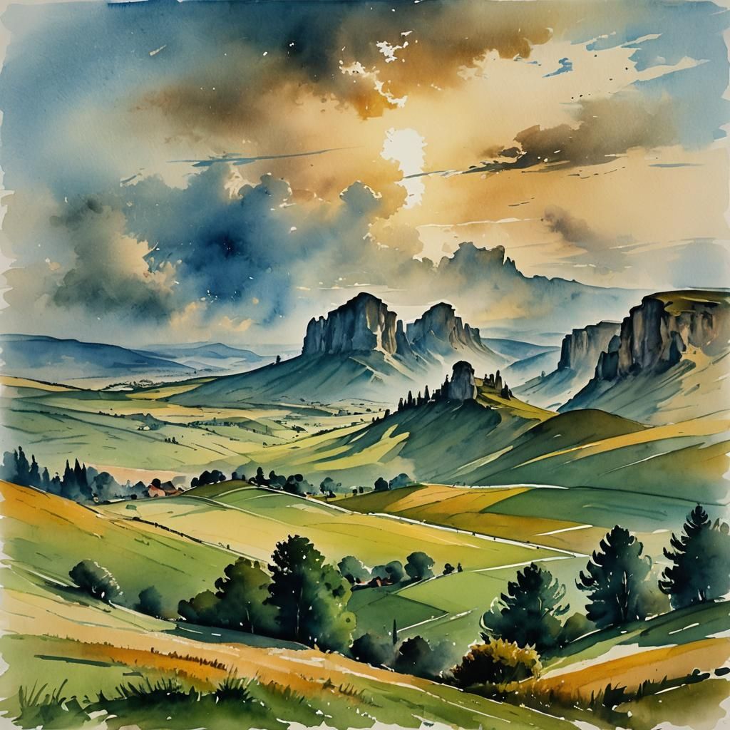 Seiser Alm View in Impressionist Style