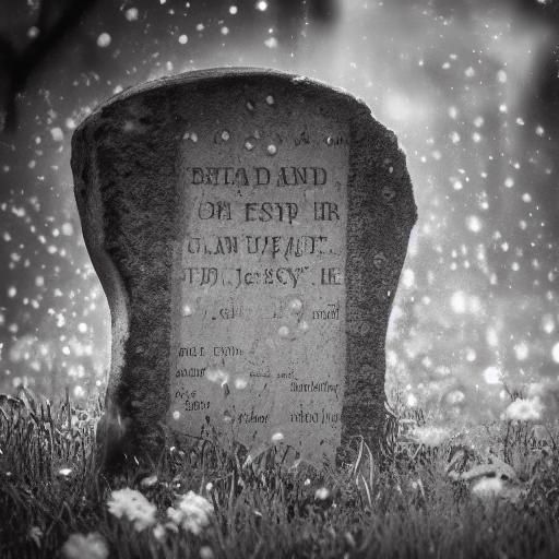 Sorrowful Old Man at Grave in Digital Painting