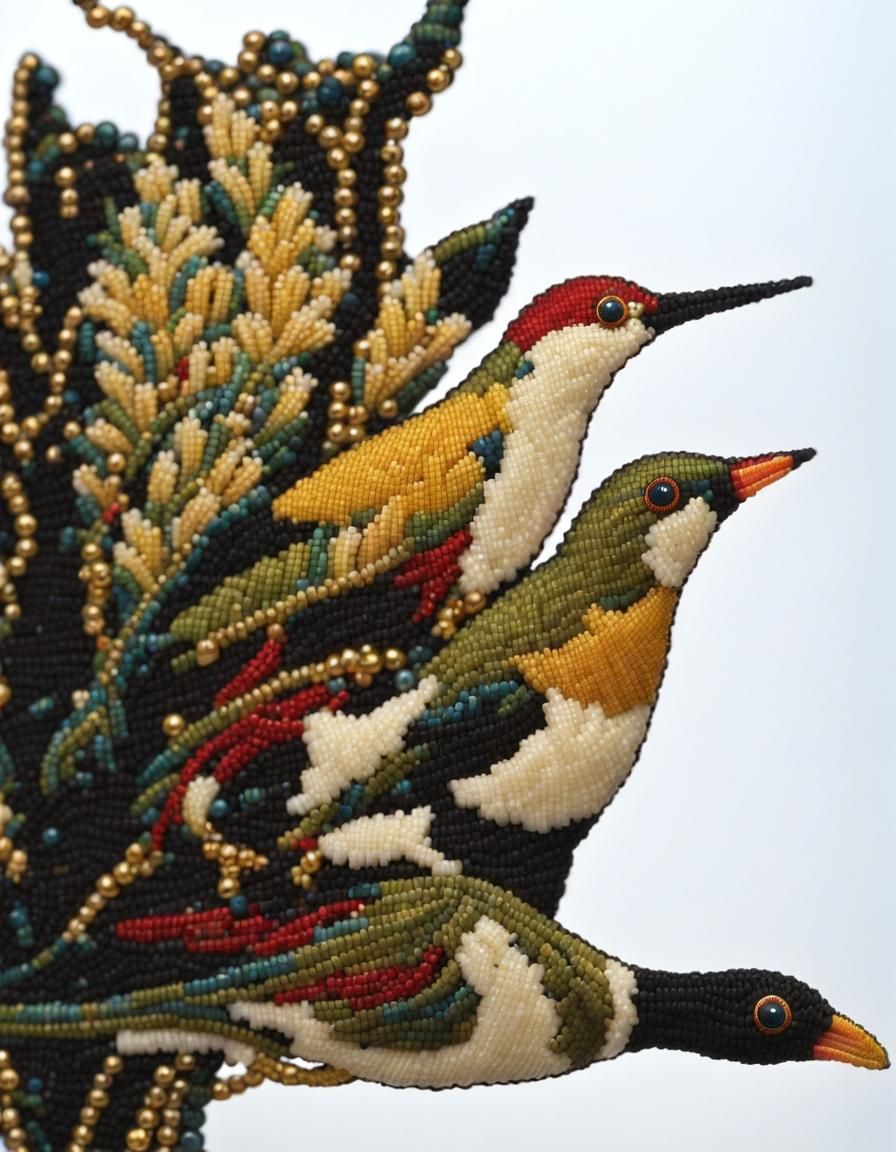 Bead embroidery with tiny seed beads. 17th century. Extremel...