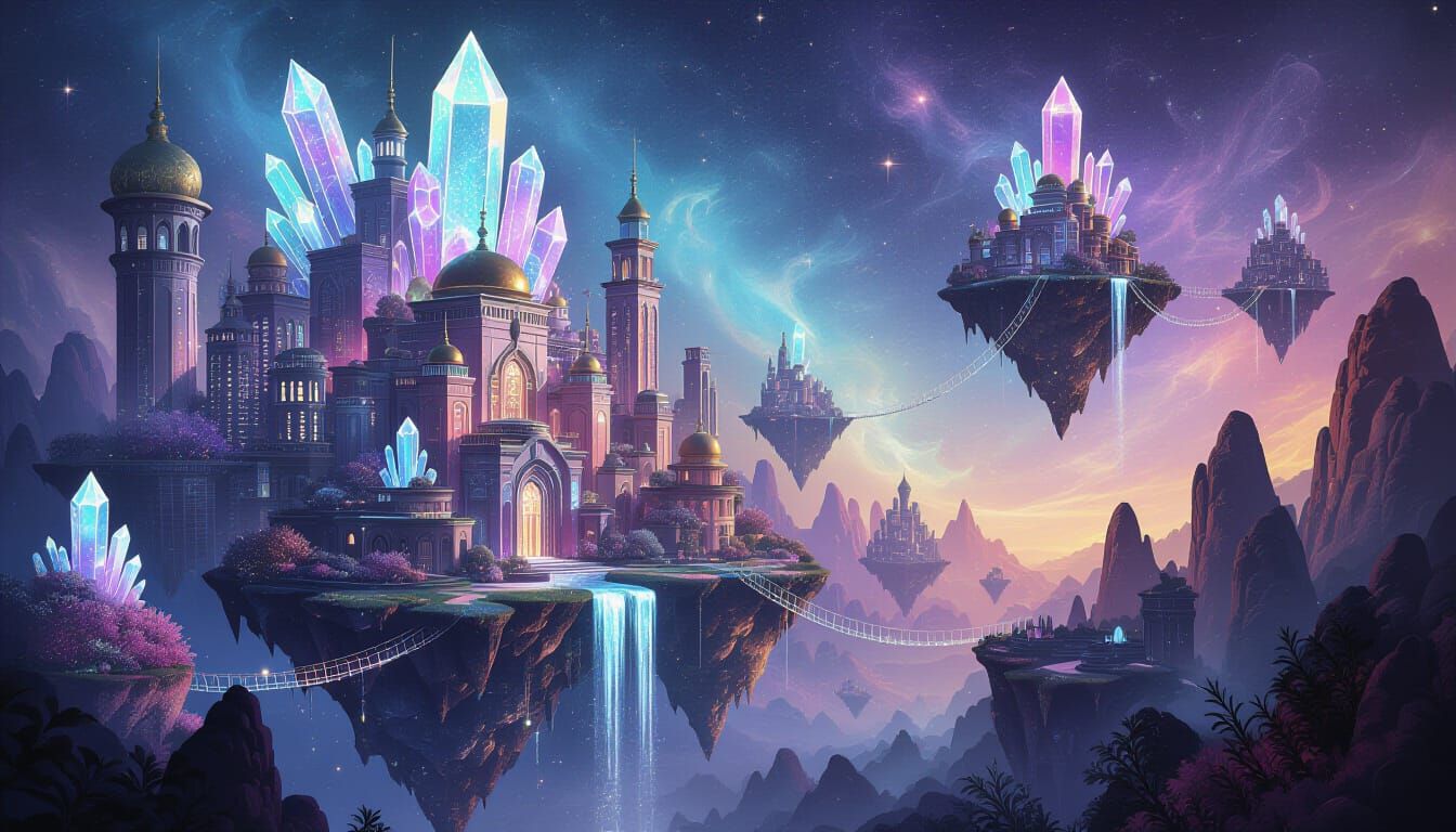 Fantastical Coral Cityscape in Cosmic Nebula