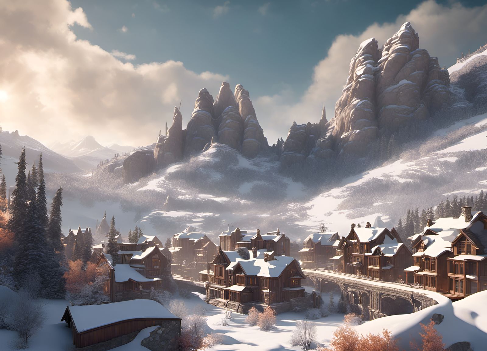 Park City Utah Winter Landscape: Matte Painting