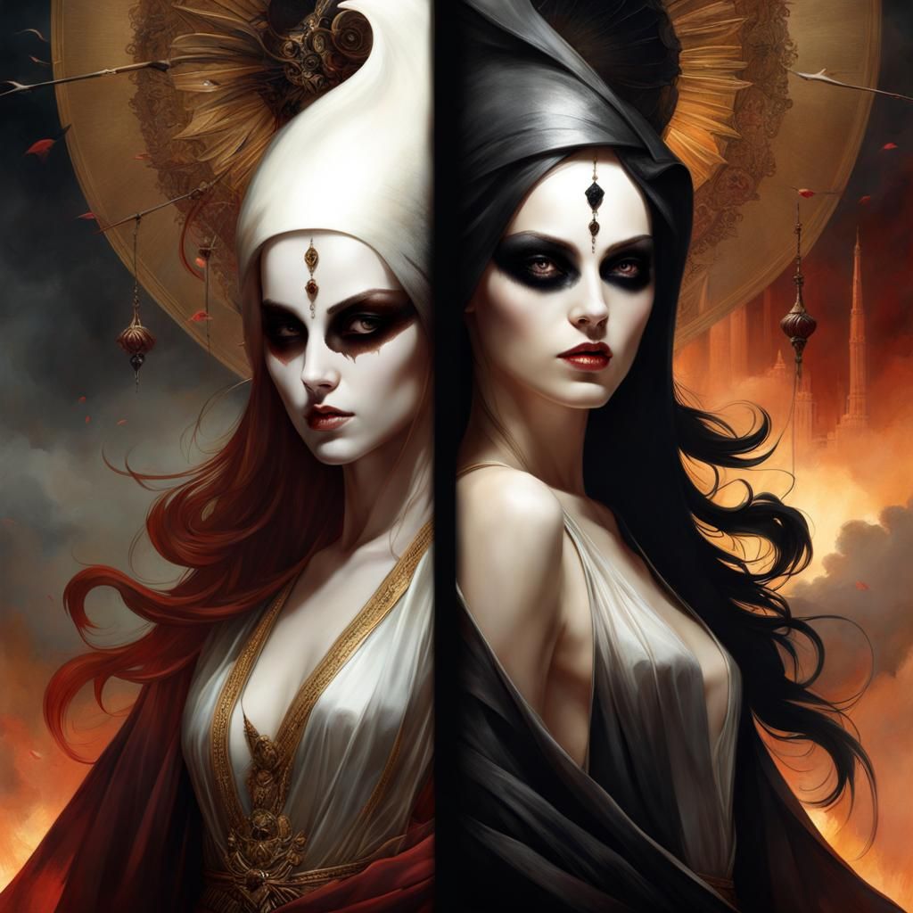 Life and Death Portrait in Surreal Style