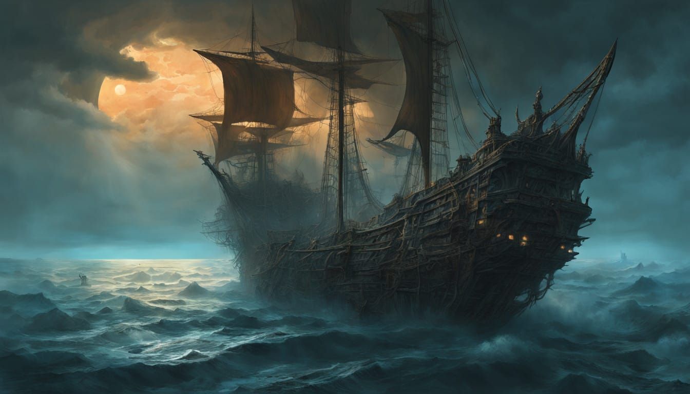 Spectral Galleon Enters Mystical Realm through Bone Portal