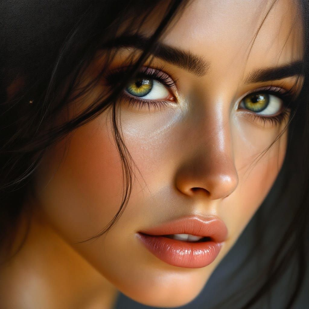 Beautiful Woman Portrait in Oil Painting Style