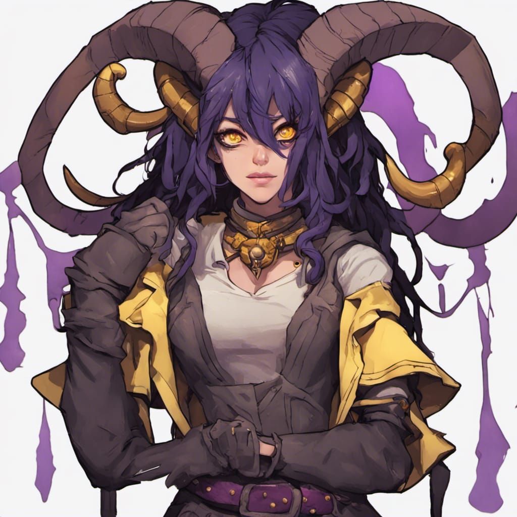 Shy Tiefling Alchemist in Laboratory Setting