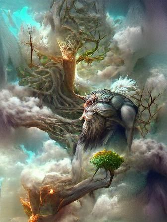 Fantasy Illustration of a God of Trees