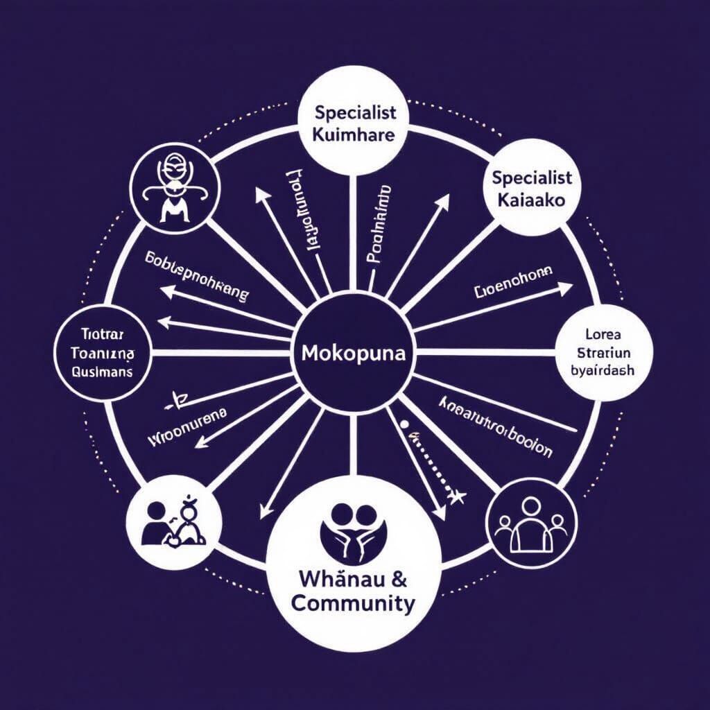 Mokopuna Ecomap Diagram: Central Child, Family & Support