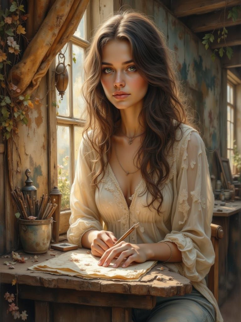 Woman in Vast Landscape, Full Figure Cinematic Shot