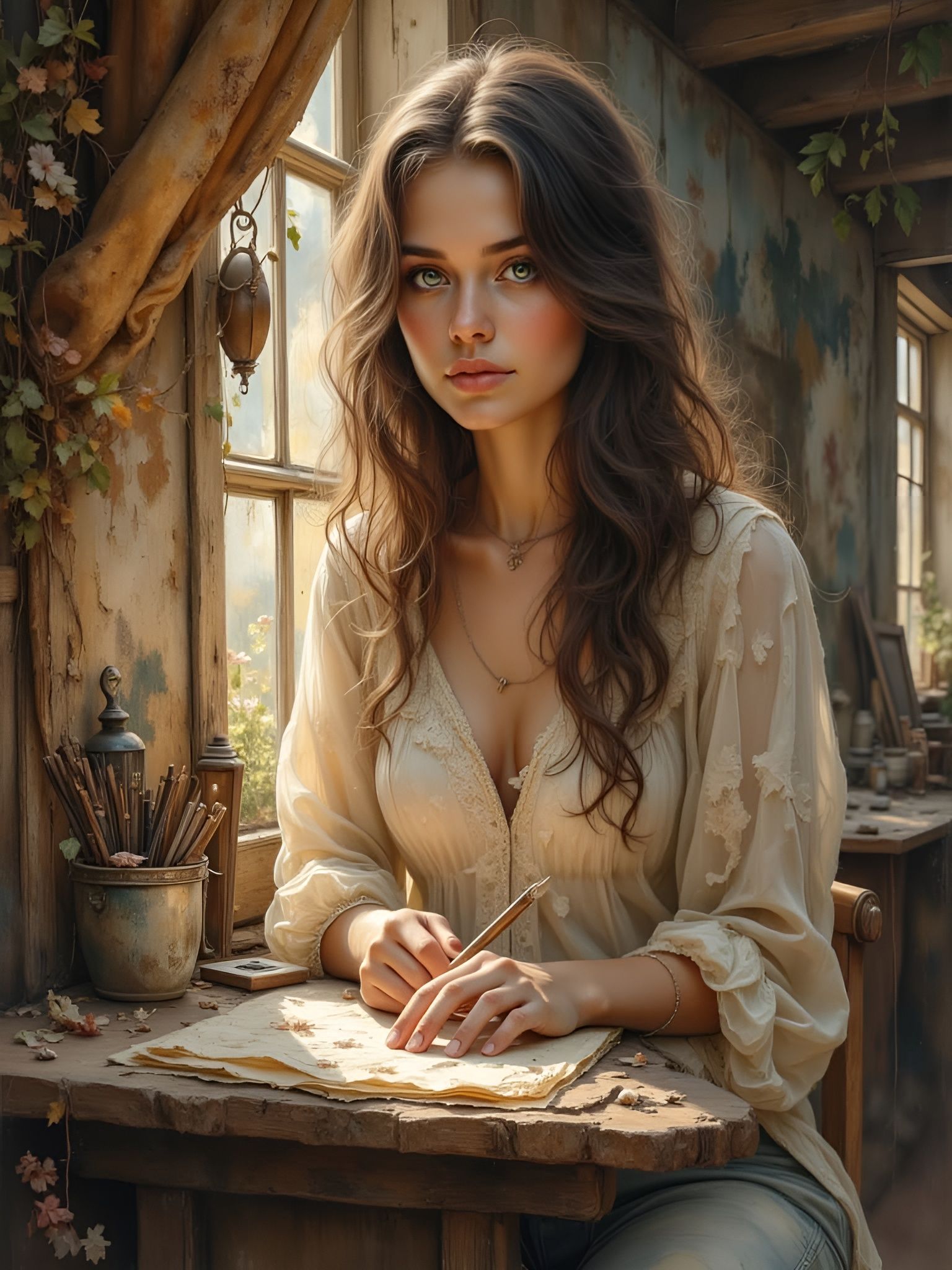 Woman in Vast Landscape, Full Figure Cinematic Shot