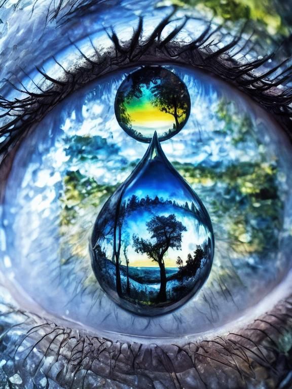 Surreal Eye with Teeth and Teardrop