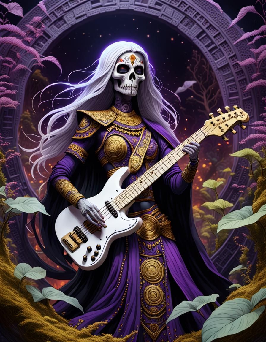 Aztec lady Death Plays Bone White