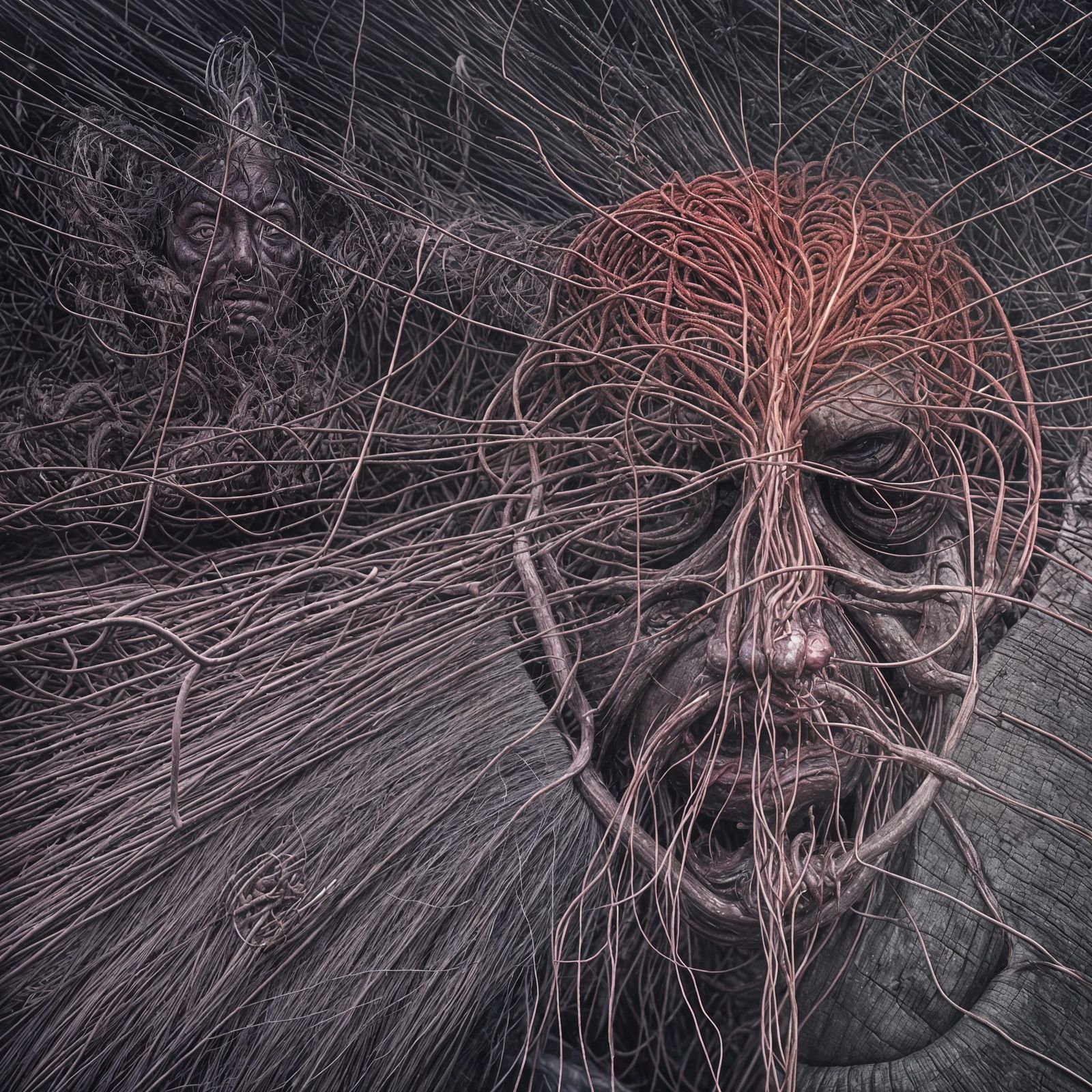 Surreal Portrait of Dark Transcendence in Cyberpunk Aestheti...