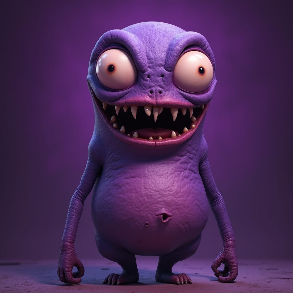 Grimace in a Whimsical, Cyberpunk-Inspired Portrait