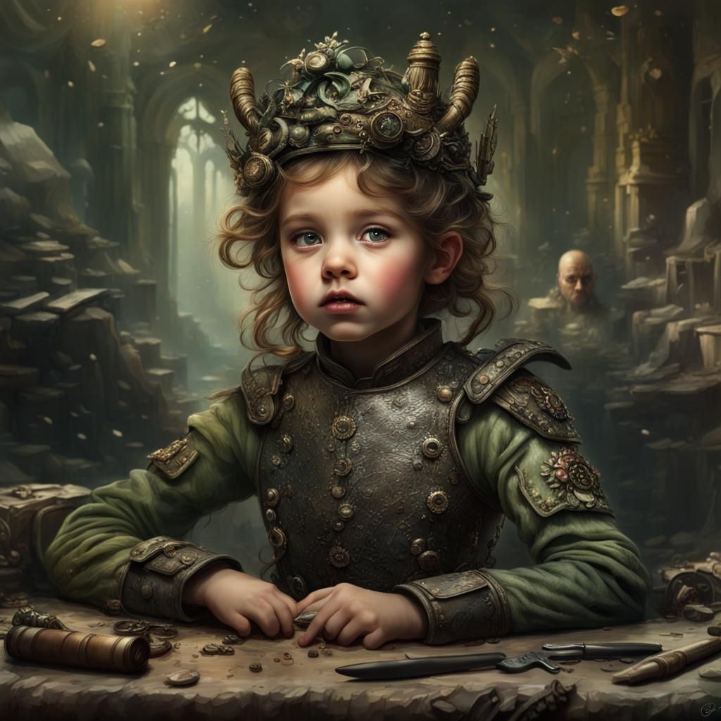 Fantastical Girl Leads Army: Detailed Matte Painting