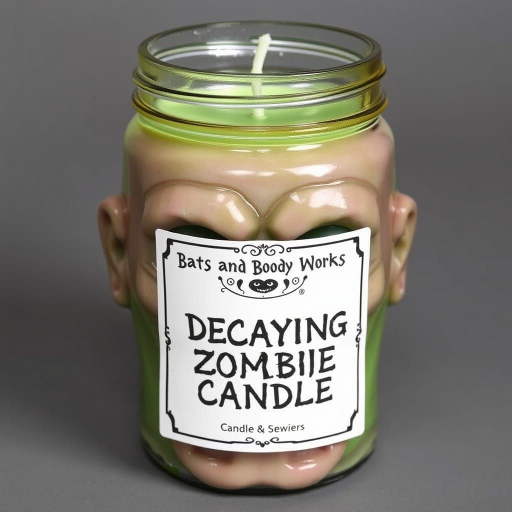 Decaying Zombie Head Candle: Bats and Boo-dy Works