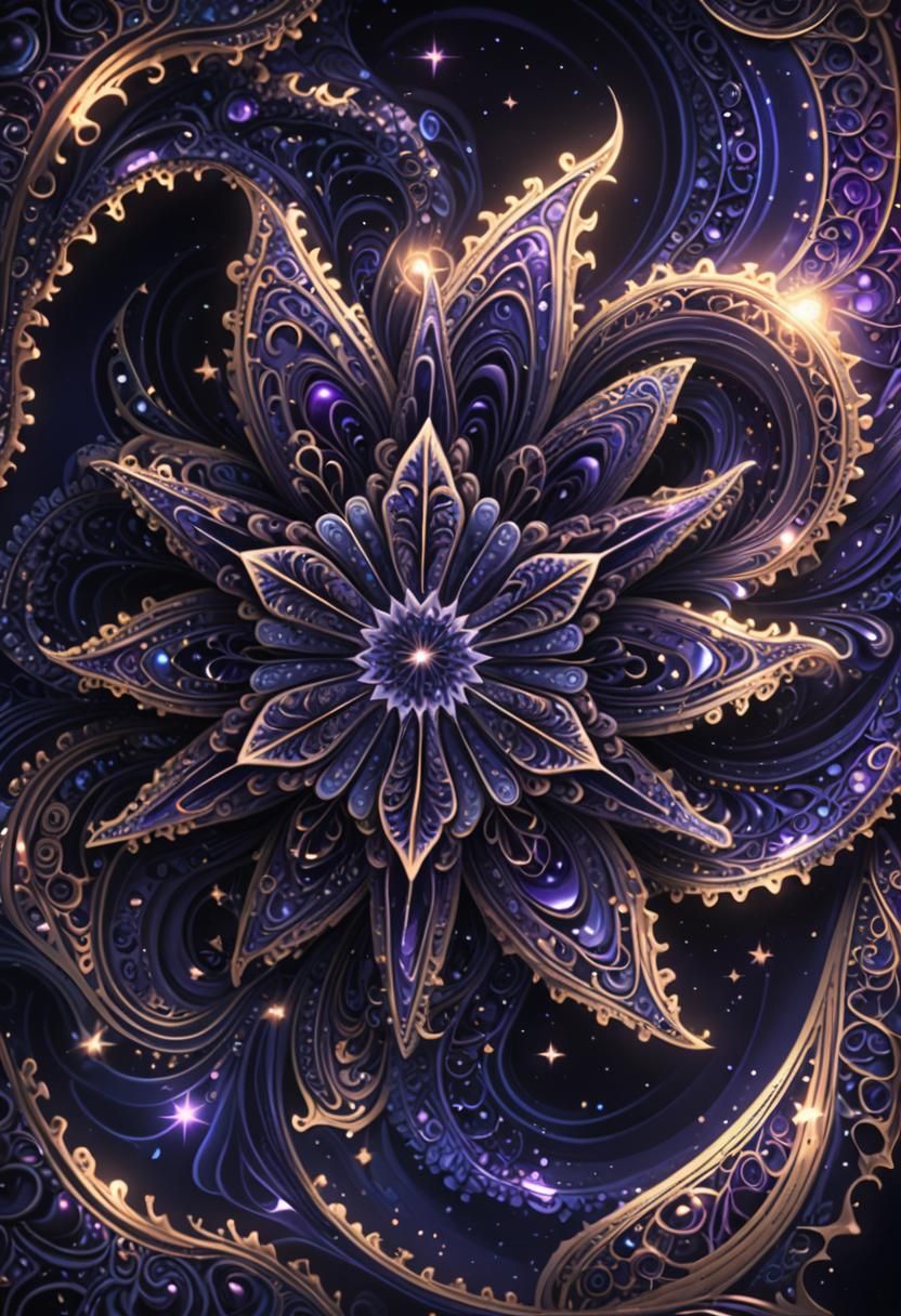 Dark Star Floating in Space in Zentangle Style