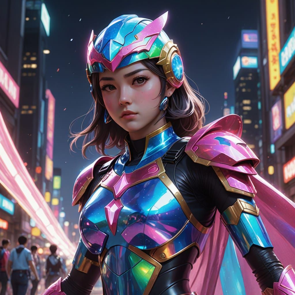 Heroine in Vibrant Circus Super Sentai Attire