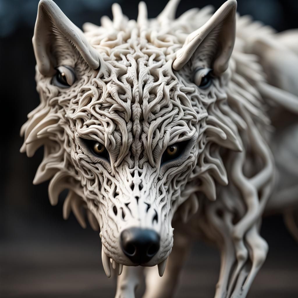 Hyperrealistic Bone Wolf in High Definition