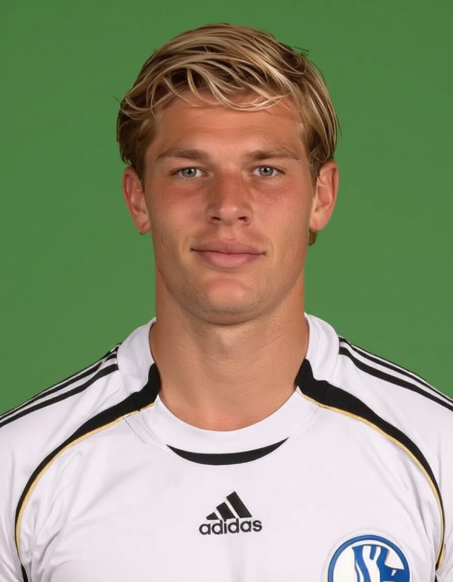 German Soccer Player Headshot in White Jersey