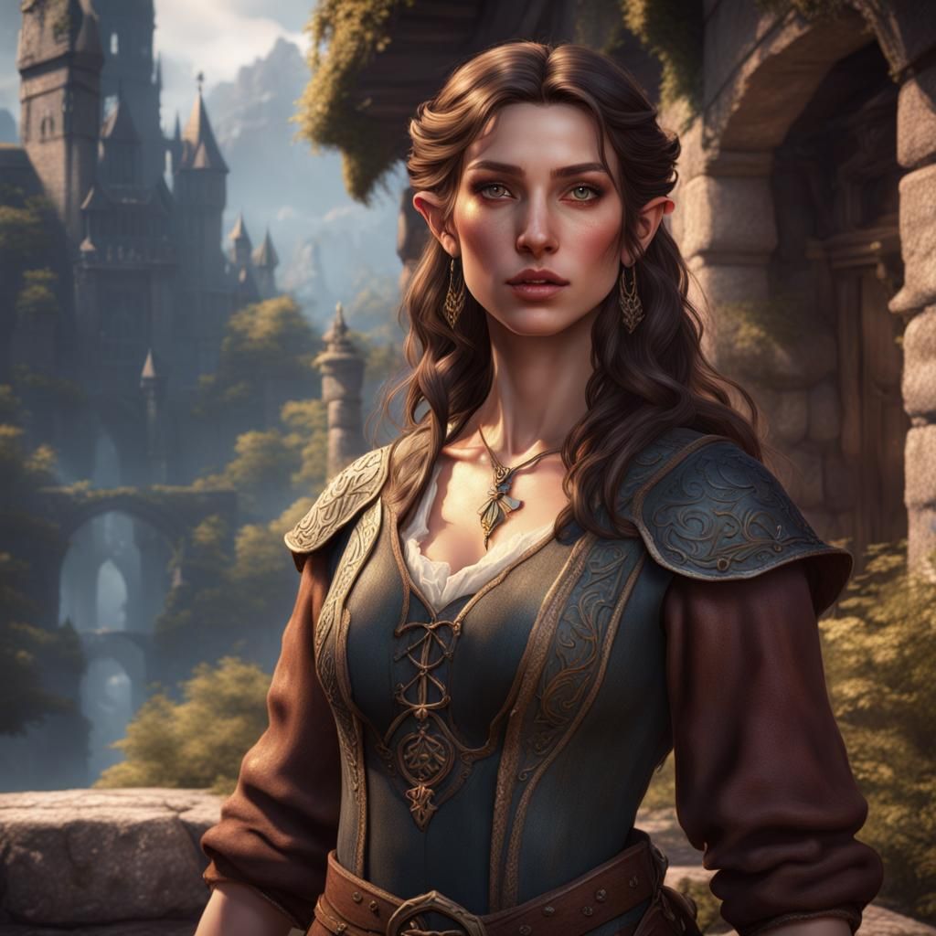 Beautiful Half Elf Bard Fantasy Concept Art