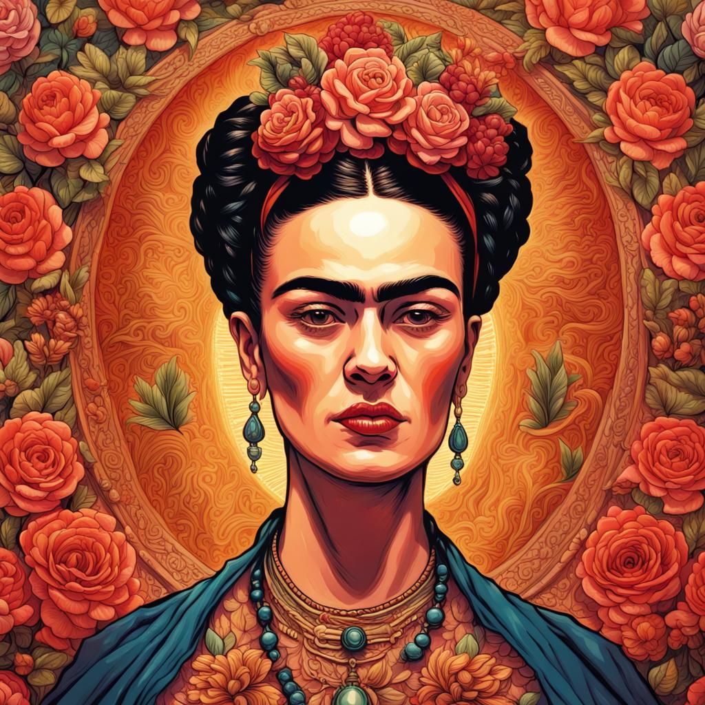 Frida Kahlo as Mother of God in Digital Art
