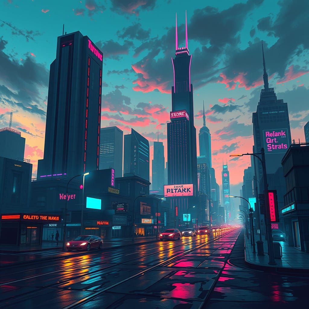 Cyberpunk Cityscape Dusk: Afrofuturist Dreamscapes in Vibran...